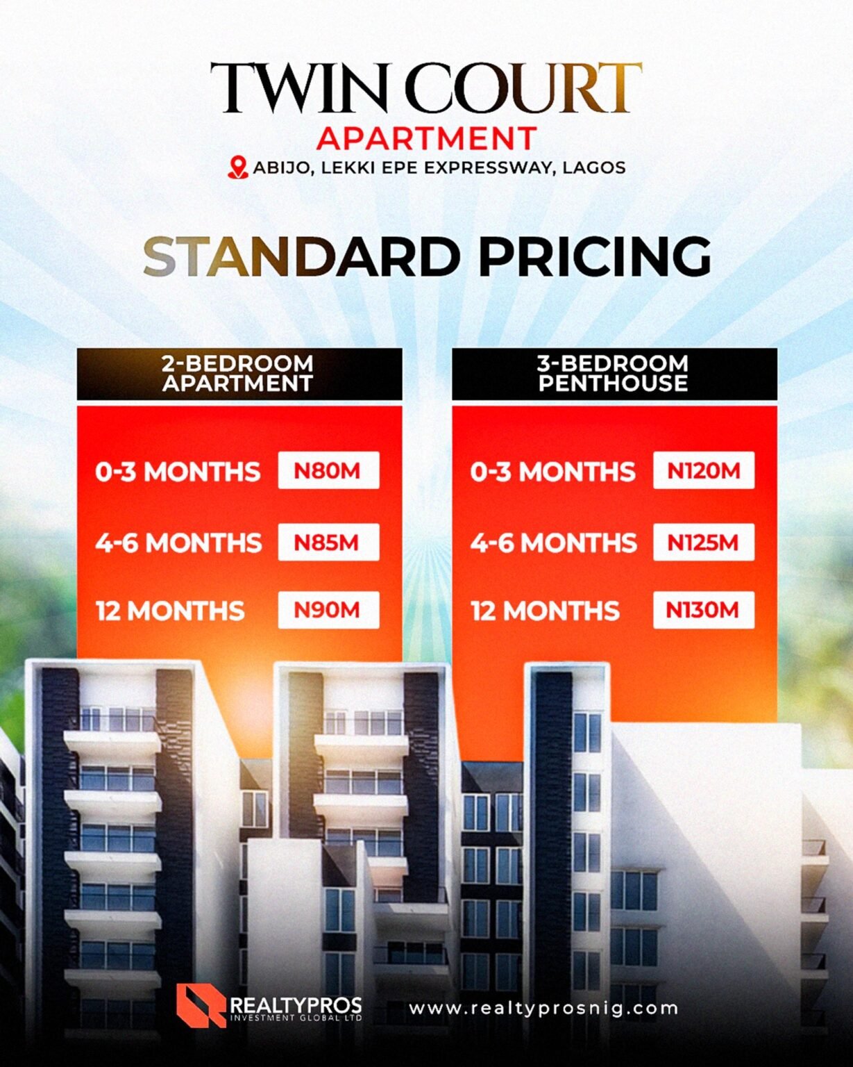 Twin court standard pricing